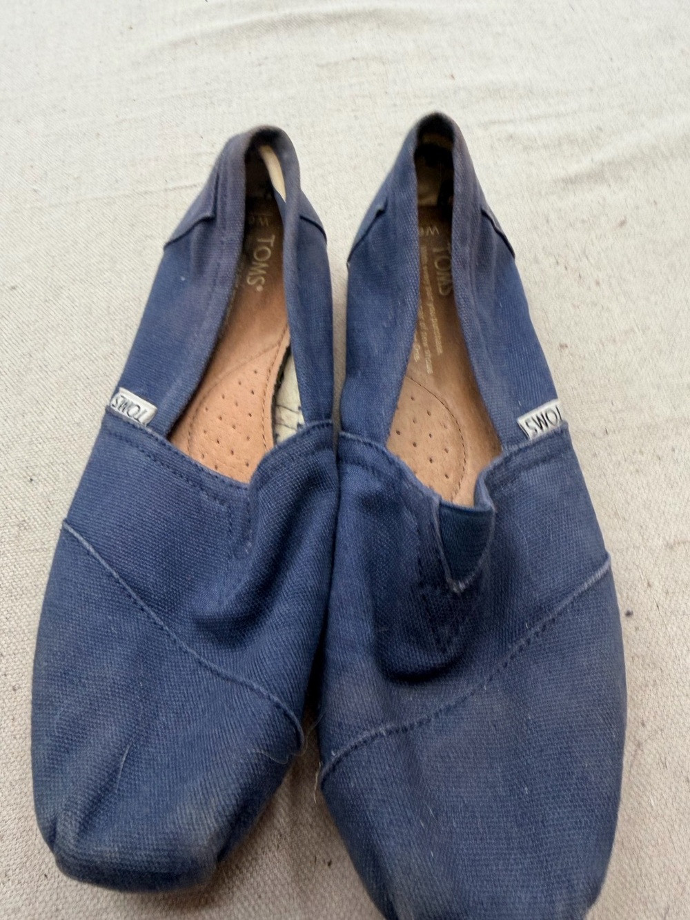 Toms Navy Blue and White Canvas Slip-On Sneakers